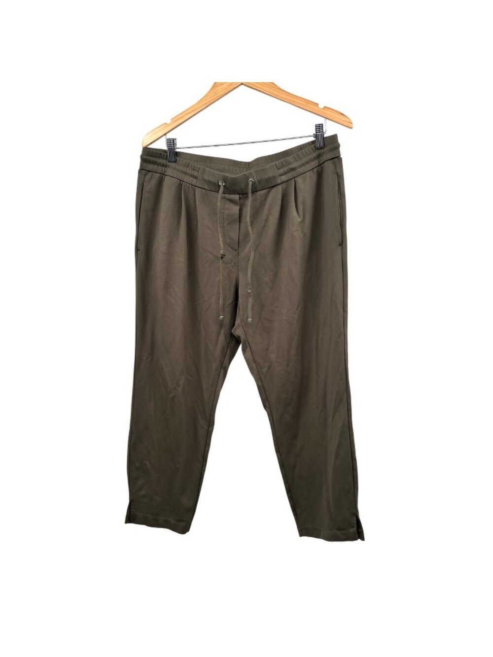 Laundry by Shelli Segal Womens Cropped Pants Drawstring Green Size L Pockets